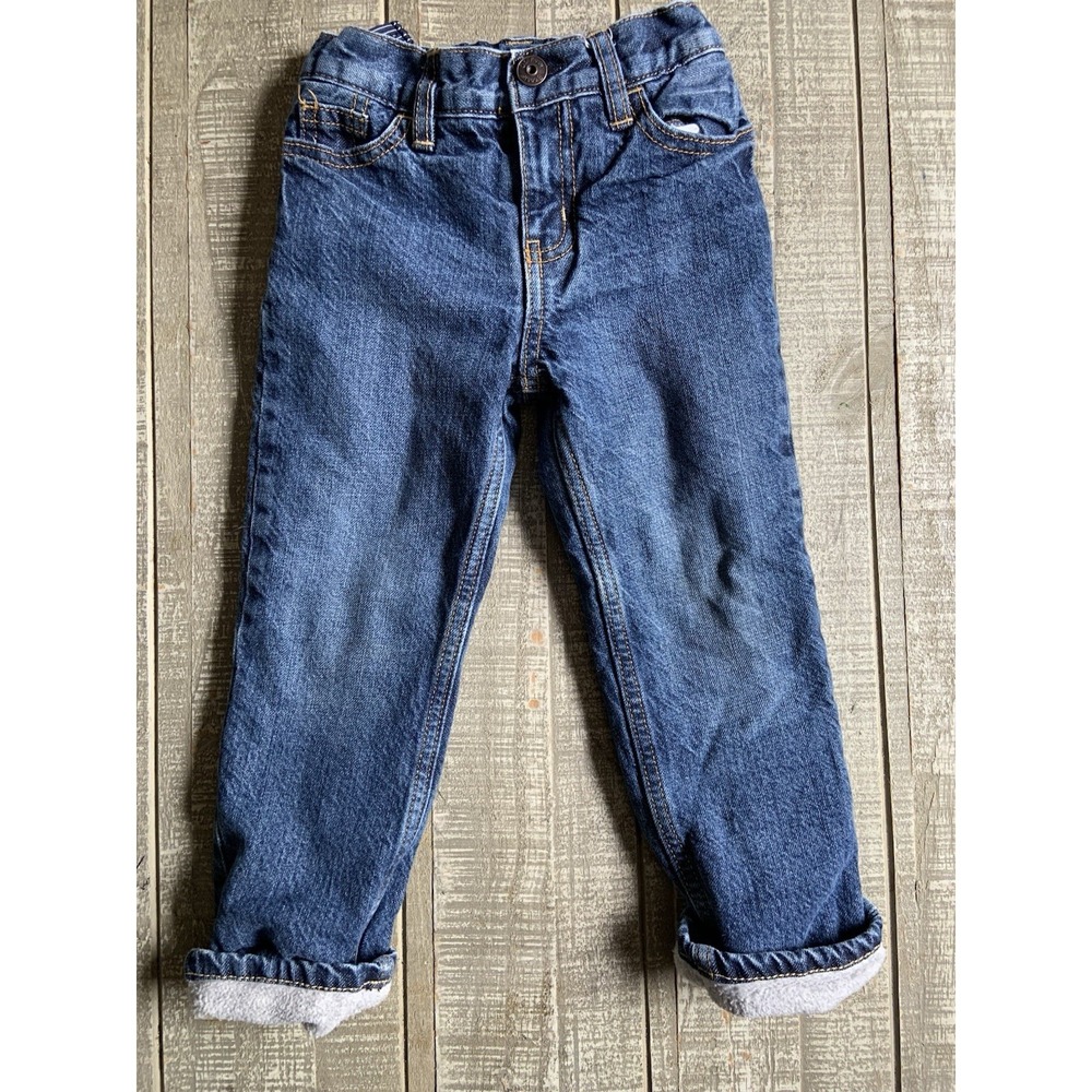 OshKosh B'gosh Blue Jeans Toddler Size 3 Denim Jeans Fleece Bambin Osh Kosh